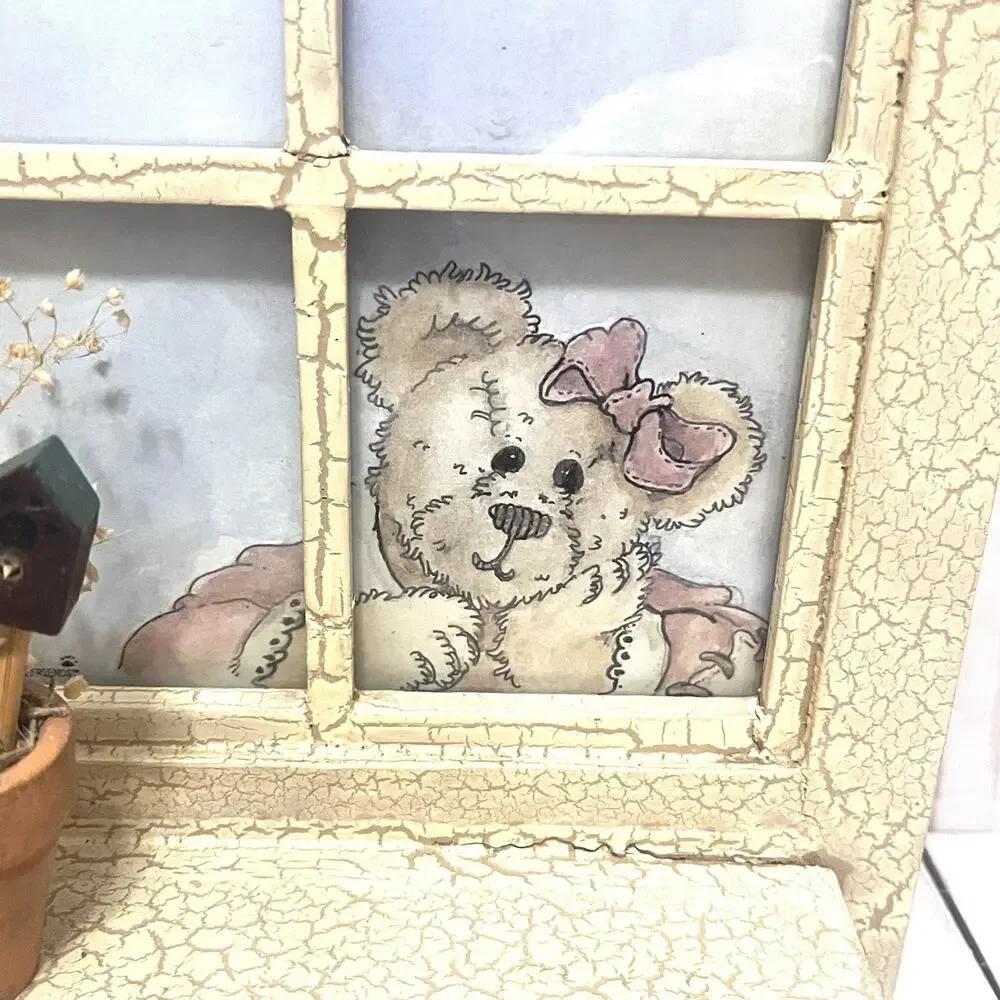NEW!! Boyd’s Bear Cottagecore Photo Frame Window W/Shelf Farmhouse 9